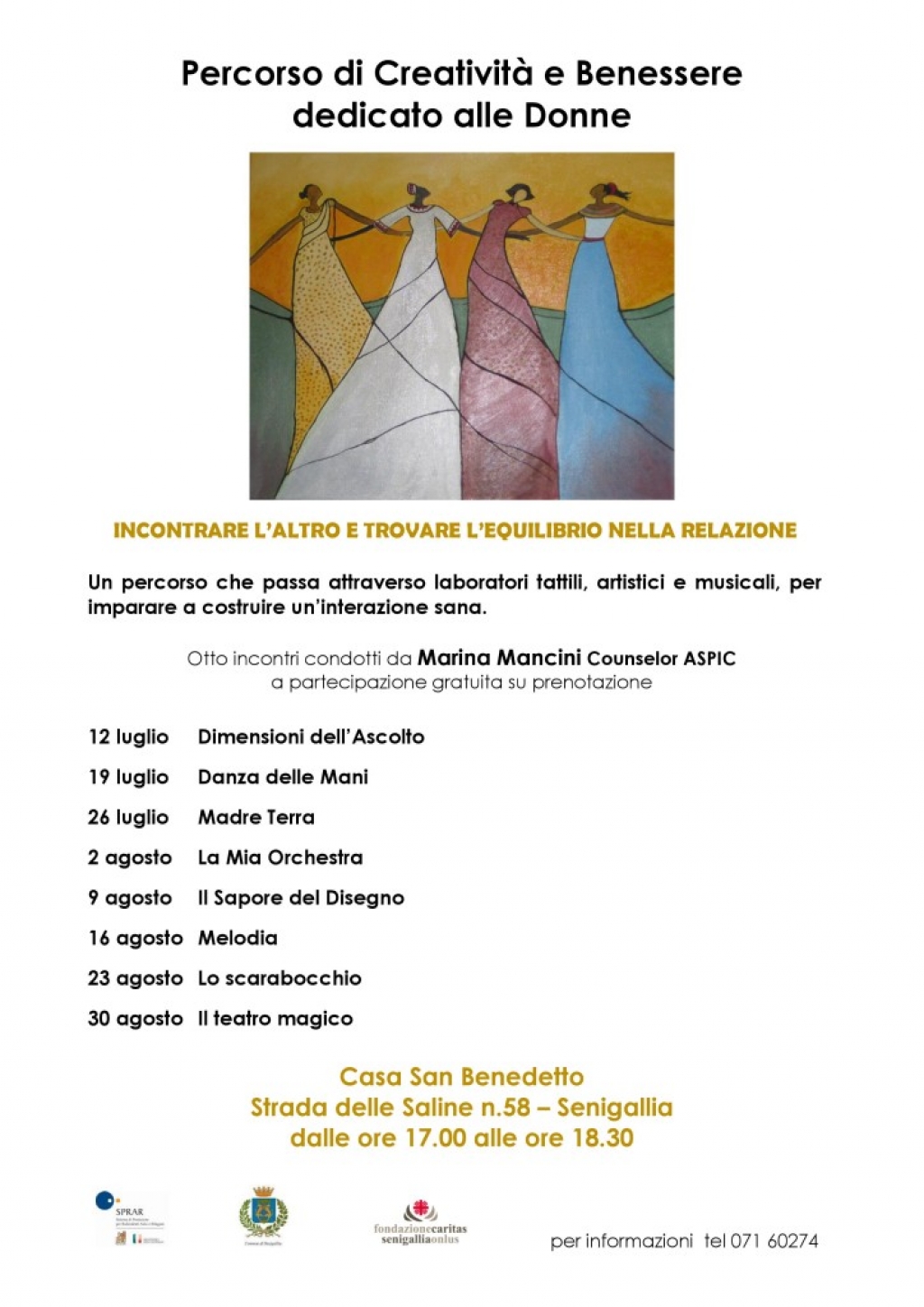 Percorso di creatività e benessere dedicato alle donne Percorso di creatività e benessere dedicato alle donne